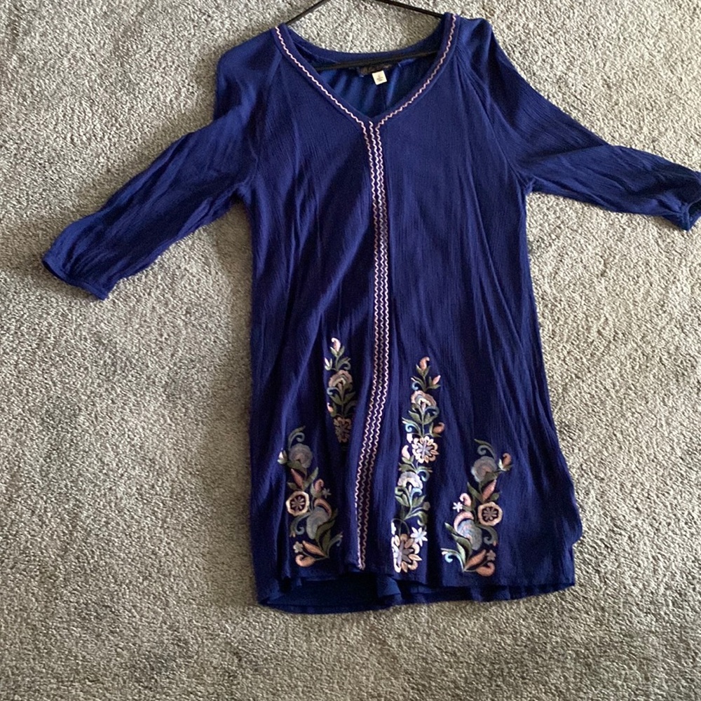 Blue Rain Size L Crepe style Blue and floral dress
